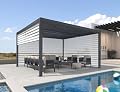PURPLE LEAF Louvered Pergola 94AS 12' x 14' w/ 1L2W Side Shade Screen Grey