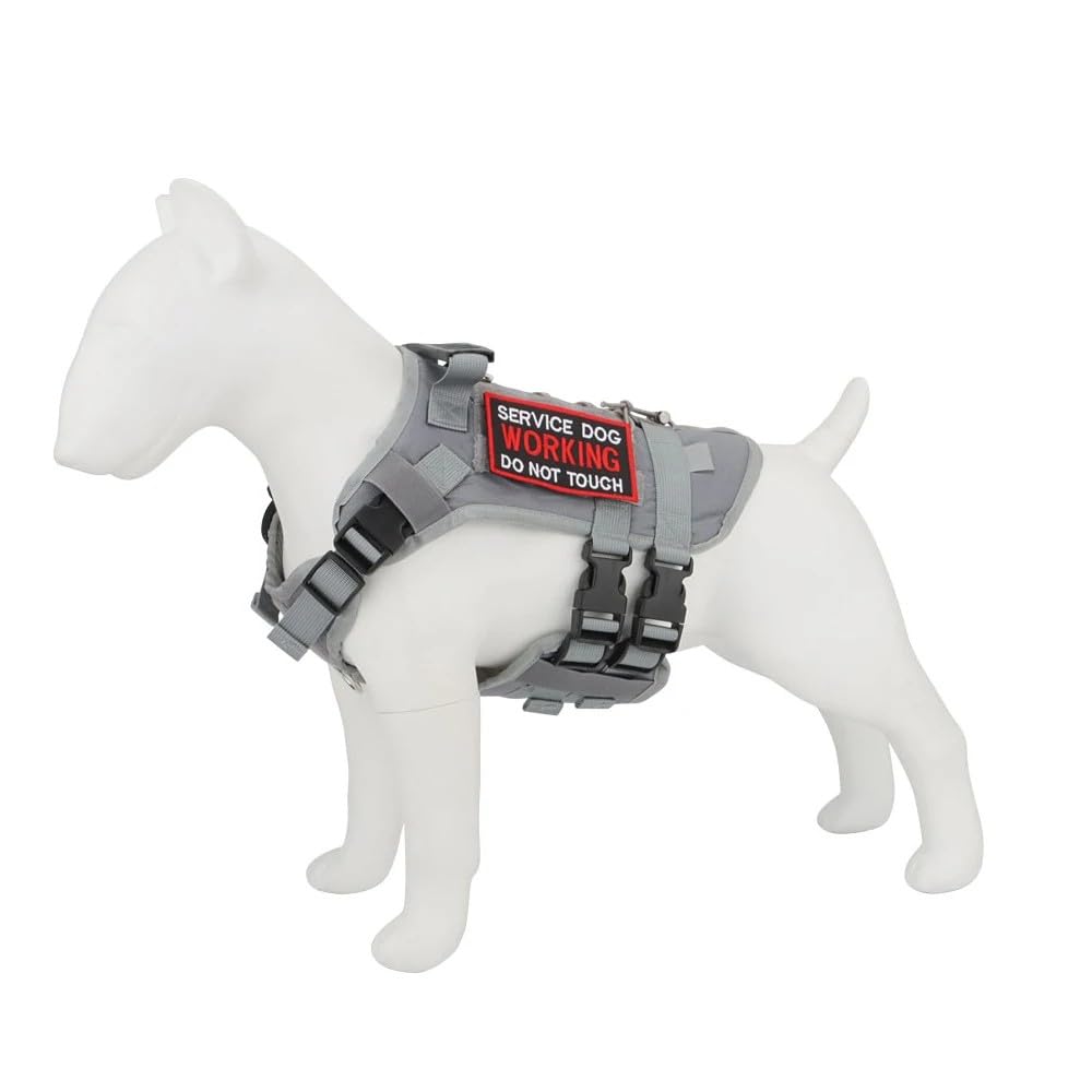 Massicello Di Caccia Al Cani Tattico Militare Con Maniglia Di Controllo Imbracatura Per Cani Da Nylon Regolabile Per Labrador Francese Bulldogs,Grigio,L