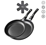 Ideal geschützt: Die Guss-Pfannen sind mit einem Vierfach-Schutz gegen Abnutzung ausgestattet und werden mit einem zusätzlichen Pfannen-Schutz geliefert. Durch den praktischen abnehmbaren Stiel können Sie Ihr Kochgeschirr platzsparend lagern.