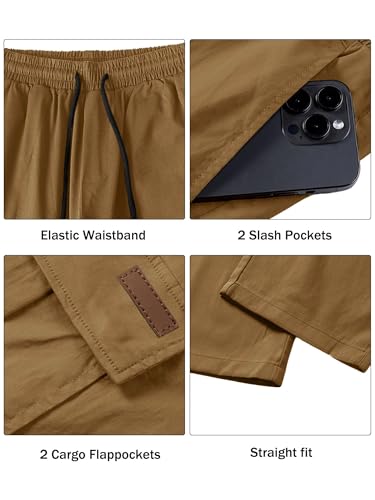 Image of Comdecevis Men's Casual Cargo Pants Workout Joggers Stretch Sweatpants Hiking Drawstring Tactical Pants with Multi Pockets