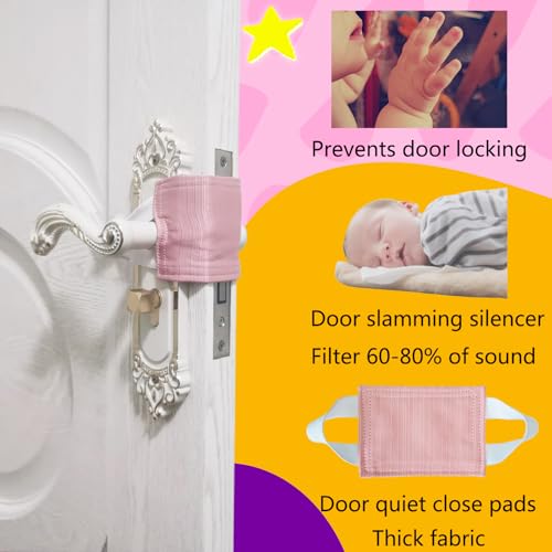 Image of Baby Proof Door Silencer & Cloth Latch Cover, Quiet Close Anti-Slam Pads to Prevent Slamming and Accidental Locking, for Nursery and Toddler Safety (3, Pink, 4.1 * 3.1 inches)