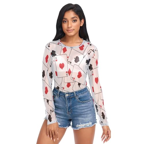 ALAZA Women's Mesh Long Sleeve Sheer T Shirt See Through Top Blouse3