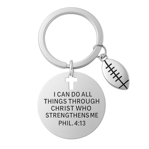 Sportybella Football Christian Faith Charm Keychain, Inspirational Gift