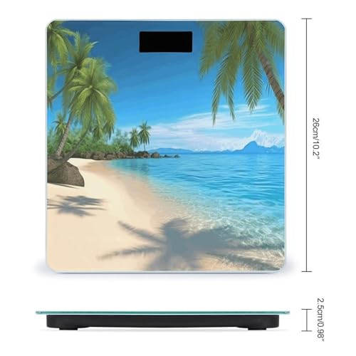 Báscula digital para baño con diseño playa hawaiana y palmeras miniatura 2