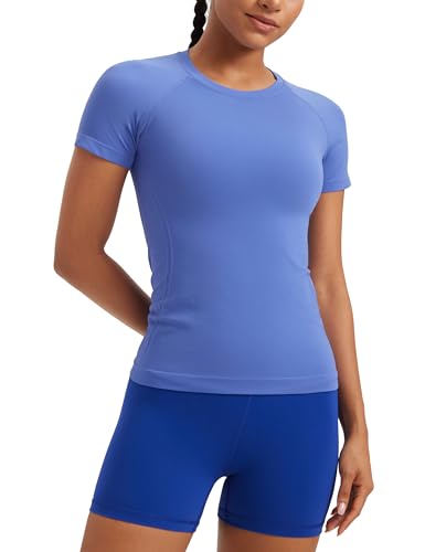 Image of CRZ YOGA Seamless T-Shirt Hip Length | Training, Chafe-Free, Slim Fit, Raglan Sleeves, Mesh Vents, Workout, Short Sleeve Tops for Women