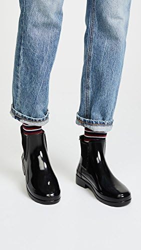 Hunter Womens Original Refined Chelsea Gloss Wellingtons Ankle Rain Boot - Black - 7 | Image 2