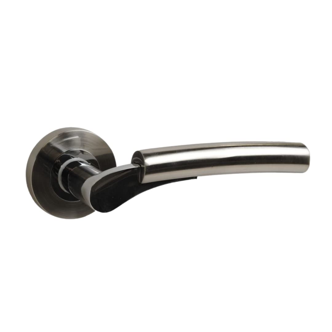 VIBE Syros Lever on Rose Door Handle in a Dual Polished and Satin Chrome Finish for Internal Doors