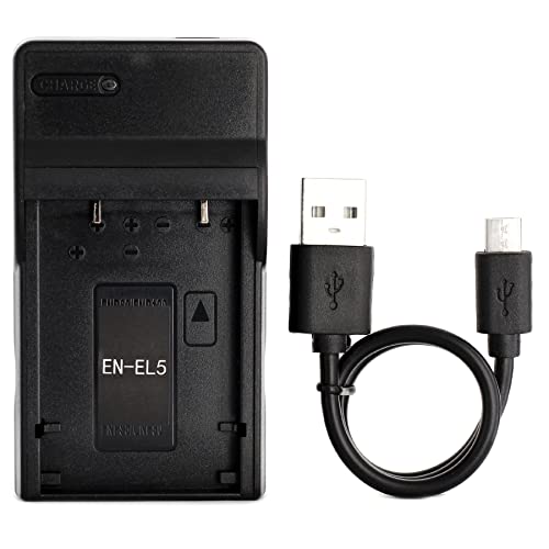 Norifon en-EL5 USB Chargeur pour Nikon Coolpix 3700, 4200, 5200, 5900, 7900, P100, P3, P4, P500, P5000, P510, P5100, P520, P6000, P80, P90, S10 Caméra et Plus