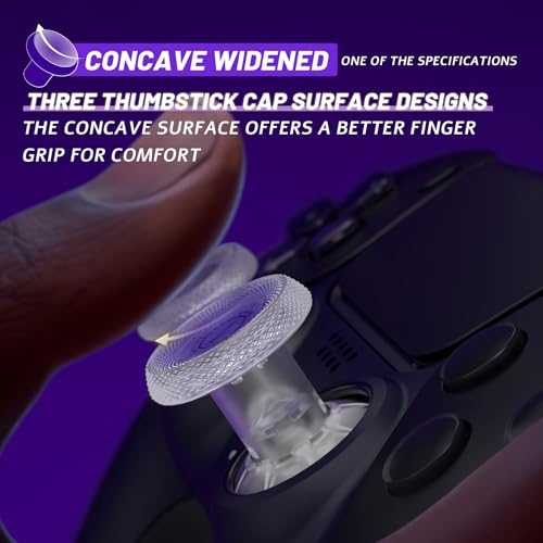 Image of eXtremeRate ThumbsGear V3 Interchangeable Ergonomic Thumbsticks for PS5 Controller, Replacement Analog Thumb Sticks for PS4 Controller - 4 Height Adjustable Convex & Concave Grip Joysticks - Clear