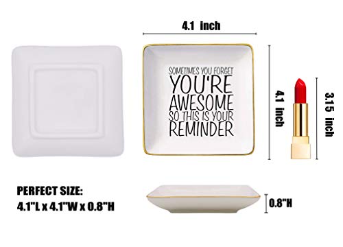 Topthink You are Awesome Gift – Ceramic Jewelry Holder Ring Dish Trinket Tray – Inspirational Birthday Graduation Christmas Gifts for Best Friends,Daughter,Sister,Niece,Women,Co-worker - Image 6