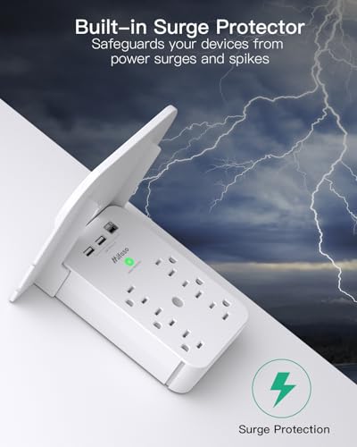Image of Wall Outlet Extender with Shelf, Surge Protector 6 AC Multi Plug Outlet, PD 30W USB Charger Station Splitter Expander for Home Room