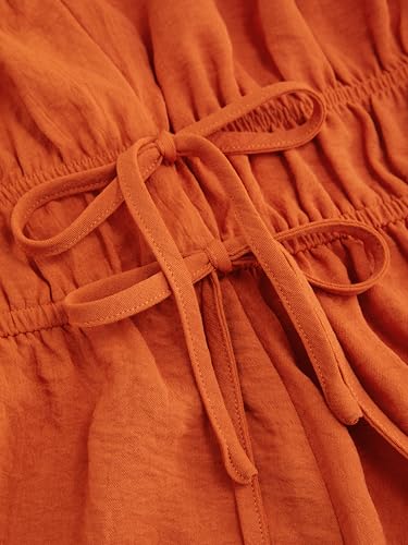 CIDER Summer Asymmetrical Neck Mini Dress Elastic Waist Buckle Knotted Lined Short Dresses Vacation Party4