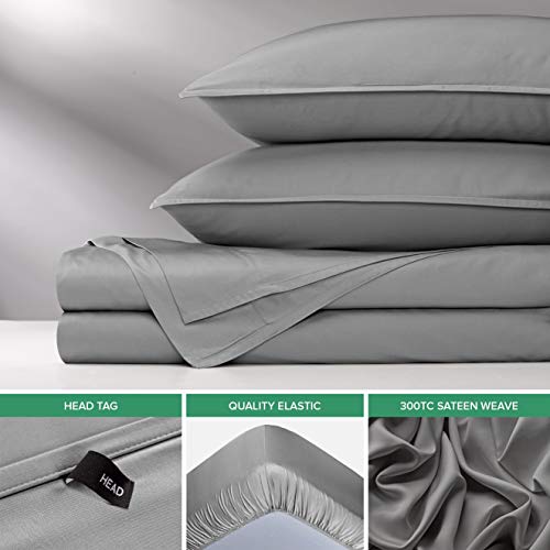 Image of Pure Bamboo Split King Sheets, Genuine 100% Organic Viscose Derived from Bamboo Bed Sheet Set, Soft & Cooling, Double Stitching, 2 Fitted Sheets (Split King, Stone Grey)