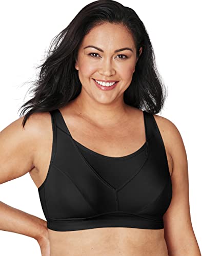 Playtex Women's Secrets Bounce Control Wirefree, Anchorstrap Moisture Wicking Wireless Bra, Black, 50D