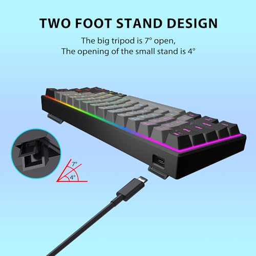 Image of Snpurdiri 60 Percent Machanical Keyboard (Black-Grey, Red Switches) | Full Anti-Ghosting 60% Gaming Keyboard Rainbow Backlit for PC Gamer Office Business