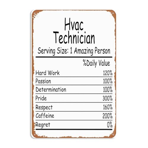 Hvac Technician Amazing Person Daily Value Sign Wall Decor Art Poster Vintage Metal Tin Sign per stanza divertente garage uomo grotta bagno ufficio appartamento dormitorio segno decorazione da parete