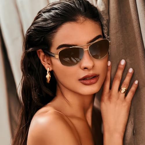 CARFIA Acetate Metal Sunglasses for Women Polarized UV Protection Trendy Fashion Style CA23053