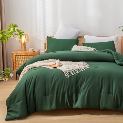 Weigelia Queen Comforter Set Boho Emerald Green Comforter With 2Pillowcases Soft Microfiber Dark Green 3 Piece Bedding Comforter Set For All Season #TOP5