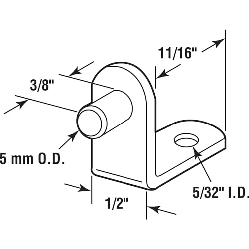 Image of Prime-Line U 101718 Shelf Support Peg, 5mm., L Bracket, Metal, Black (8 Pack)