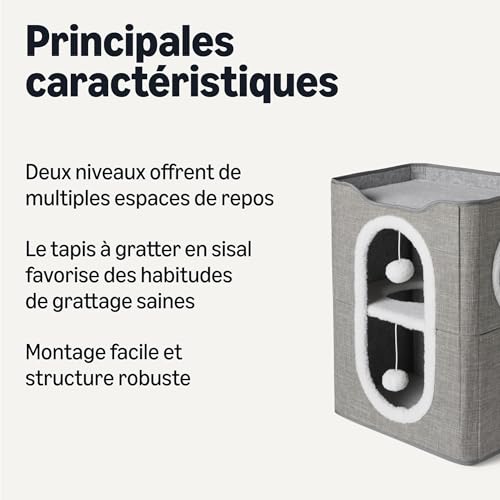Maisonnette pliable pour chats au design moderne gris 57cm - 3