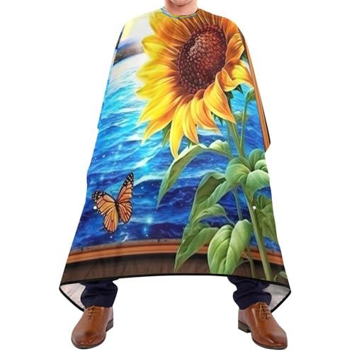 Capa impermeable profesional para corte de cabello Sunflower con cierre ajustable de broche para peluquería y estilismo miniatura 1
