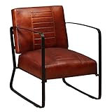 vidaXL Loungesessel Industrie-Stil Sessel Armsessel Polstersessel Relaxsessel Lehnstuhl Ledersessel Wohnzimmer Braun Echtleder Stahl