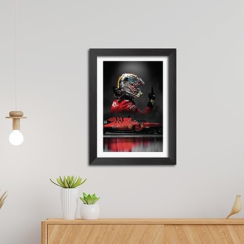 Image of TenorArts Sebastian Vettel Poster F1 Driver Posters Formula One Photo Frame Painting with Matt Finish Dark Texture (12 inches x 9inches)