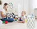 HIYAGON Canvas Storage Basket,Large Laundry Hamper with Handles-Collapsible Storage Bin for Kids Room,Nersury Hamper,Toy Storage 19.7×15.7 (Blue Anchor)