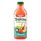 Tropicana Refreshers Strawberry Peach Flavored Juice Drink is a refreshingly delicious blend made with real fruit juice from concentrate and no artificial sweeteners Easy to open, pour and store, the bottle has a new look but has the same delicious t...