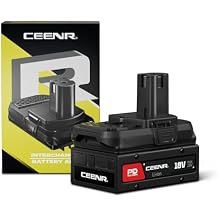 PDNation Battery 4.0Ah and Adapter Combo, Replacement for Ryobi Battery 18V Compatible with Cordless Power Tools