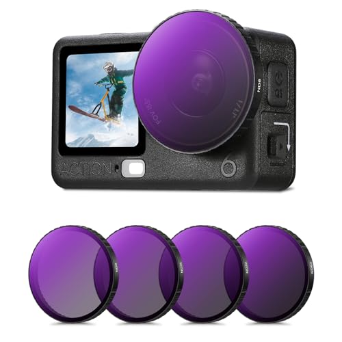 K&F CONCEPT Kit de 4 Filtres ND Snap-on Compatible avec DJI Osmo Action 6, ND8 + ND16 + ND32 + ND64, Filtres ND en Verre Optique HD Multicouche, Accessoires pour Action Cam