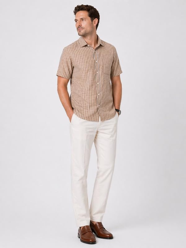 Image of MARK & ALBERT Half Sleeves Regular Fit Formal Shirt for Men Grey