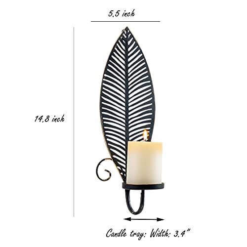 Aimto Wall Sconce Candle Holder Metal Hanging Wall Decorations For Home,Living Room, Bathroom, Dining Room, Set Of 2（Black Gold #TOP2