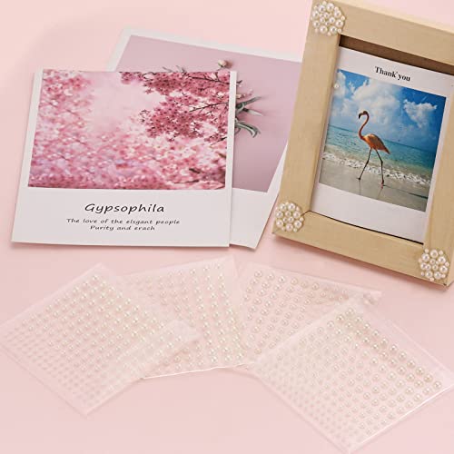 1980 Pcs Self Adhesive Pearls Stick On - Beige Flat Back Pearls Stickers Sheets For Face Makeup, Nail Art, Decorate Hair, Diy Craft, (3Mm/4Mm/5Mm/6Mm) #TOP3