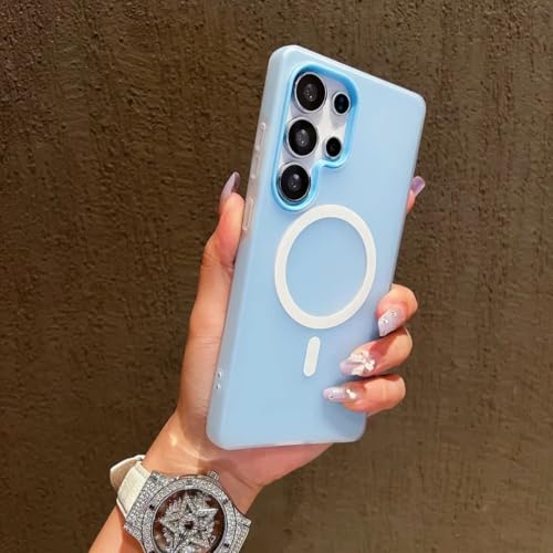 Coque magnétique Mate pour Galaxy S24 Ultra en gelée Bleu