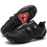 PENXZT Fahrradschuhe Herren Radsportschuhe Rennrad Schuhe Kompatibel mit Peloton Bike SPD/SPD-SL Look Delta Reitschuhe Radschuhe,Schwarz,43 EU