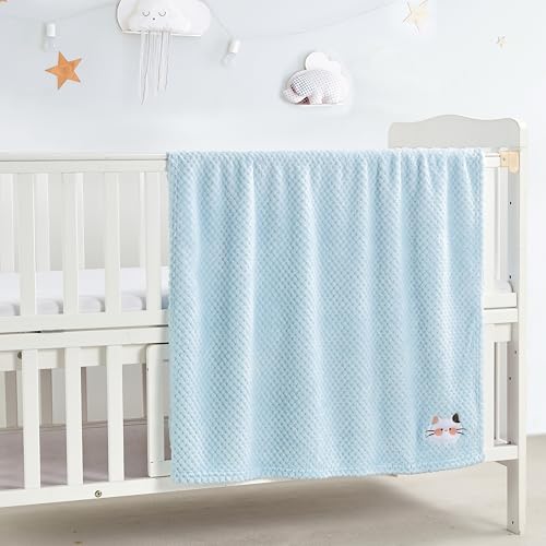 Image of CREVENT 75cmX100cm Cute Cozy Fluffy Warm Baby Blanket for Girls Infants Toddlers' Bedding Crib Cot Stroller, Baby Shower Birthday Newborn's Gift Pink- Cat
