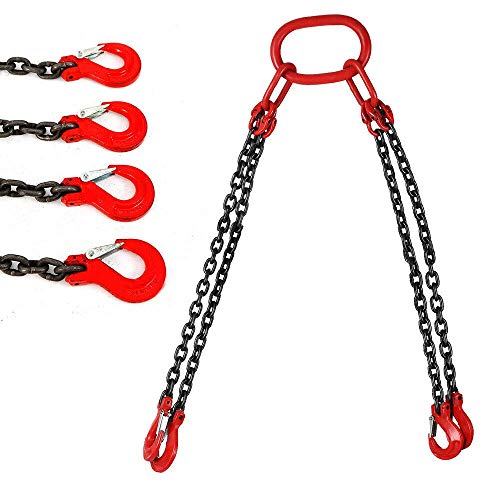RANZIX - Cadena de cadena de 1,5 m, 4 cuerdas, gancho para la cabeza de la horquilla, capacidad de carga: 5 t