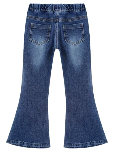 Kids Girls Casual Flared Jeans Mid Waist Bell Denim Bottoms Stretch Fitted Pants with Pocket4