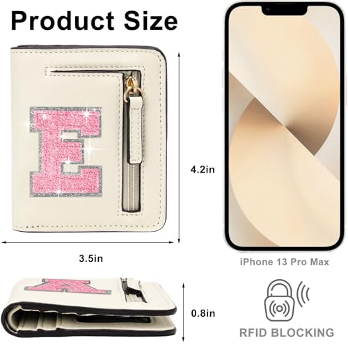 Image of Birthday Gifts for Teen Girl Kids Wallet Girl Wallets Small Initial Rfid Wallet Teen Girls Gift Preppy Stuff for Girls Beige E