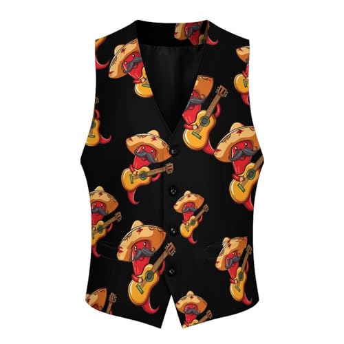 Red Chili Pepper Formal Suit Vest for Men with Pockets for Business Casual Dress Tuxedo Slim Fit3