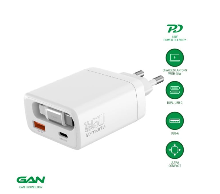 4smarts Chargeur secteur PDPlug Slim 65 W GaN JoJo, blanc