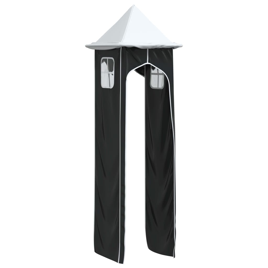 vidaXL Cortinas para Cama Alta con Túnel y Torre, Cortinas para Litera con Bolsillos, Dosel para Niños, Decoraciones para Dormitorio, Blanco y Negro