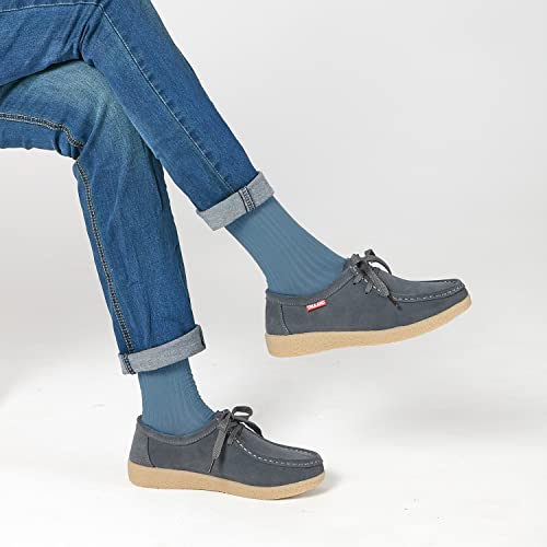 Image of TRULAND Leather Oxford Shoes for Women - Suede Lace Up Moc Toe Low Platform Flat Wallabees Shoes