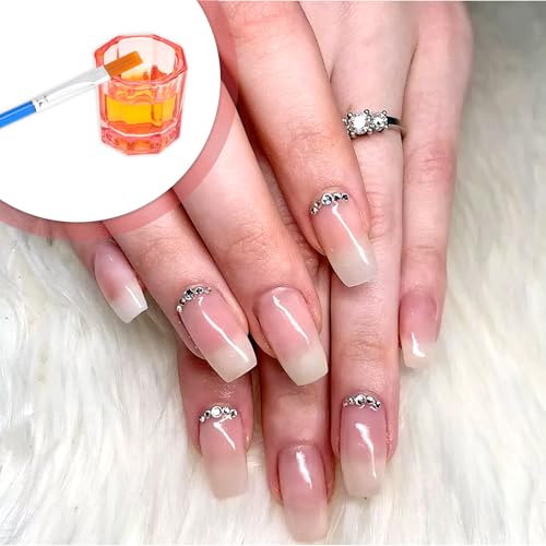 2 recipientes de vidrio rosa para monómero acrílico uñas miniatura 6
