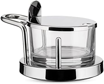 Alessi 5071 Quesera de Diseño de Vidrio y Acero Inoxidable, 11 cm