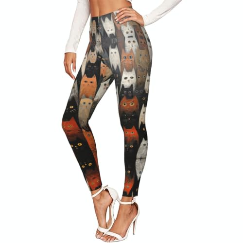 Pantalones de entrenamiento con estampado de gato de tacto suave y elástico