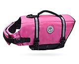 Vivaglory Ripstop Dog Life Vest, Reflective & Adjustable Life Jacket for Dogs with Rescue Handle for Swimming & Boating, Pink, XS