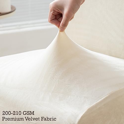 Image of HOKIPO Velvet Long Back Chair Covers Set of 1, Beige (AR-4760-BGE)