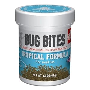 Fluval Bug Bites Tropical Fish Food, Small Granules for Small to Medium Sized Fish, 1.6 oz., A6577